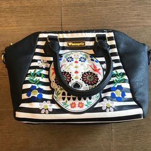 Loungefly Sugar Skull Striped Purse
